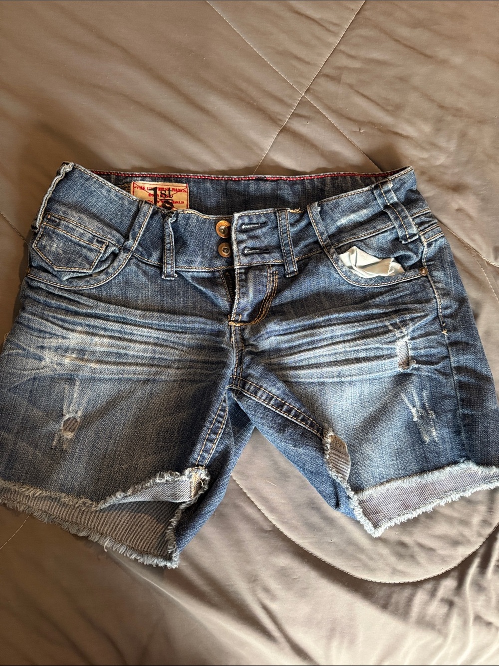 1st Kiss Distressed Denim Jean Shorts - Blue